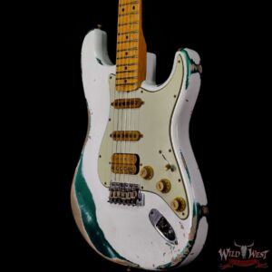 Fender Custom Shop Wild West White Lightning Stratocaster 2.0 Heavy Relic Maple Fingeboard 21 Frets British Racing Green - Image 2