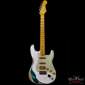 Fender Custom Shop Wild West White Lightning Stratocaster 2.0 Heavy Relic Maple Fingeboard 21 Frets British Racing Green - Image 3