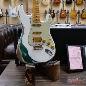 Fender Custom Shop Wild West White Lightning Stratocaster 2.0 Heavy Relic Maple Fingeboard 21 Frets British Racing Green - Image 8