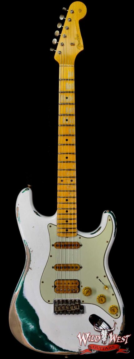 Fender Custom Shop Wild West White Lightning Stratocaster 2.0 Heavy Relic Maple Fingeboard 21 Frets British Racing Green