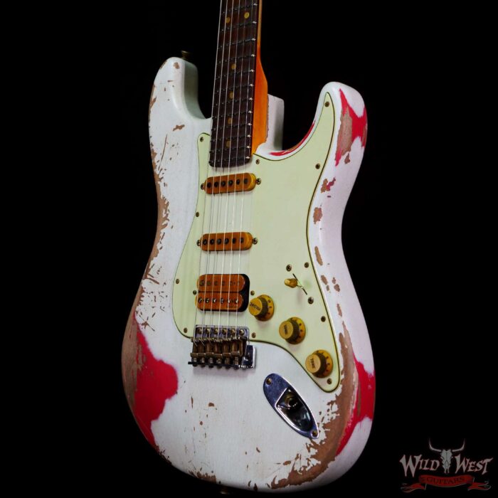 Fender Custom Shop Wild West White Lightning 2.0 Stratocaster HSS Rosewood Board 22 Frets Heavy Relic Fiesta Red - Image 2
