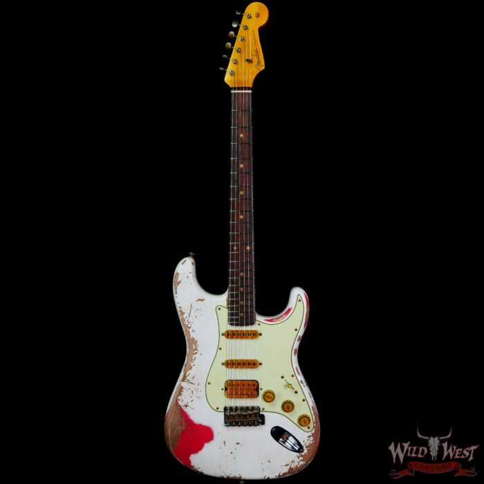 Fender Custom Shop Wild West White Lightning 2.0 Stratocaster HSS Rosewood Board 22 Frets Heavy Relic Fiesta Red - Image 3