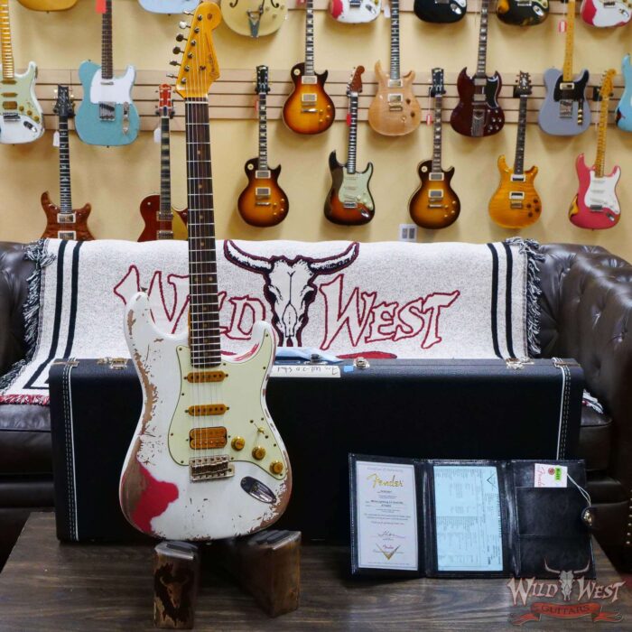 Fender Custom Shop Wild West White Lightning 2.0 Stratocaster HSS Rosewood Board 22 Frets Heavy Relic Fiesta Red - Image 6