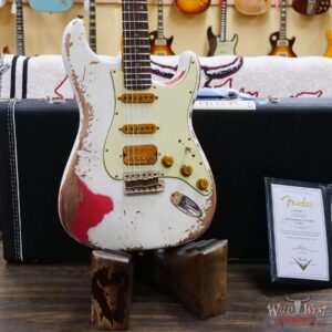 Fender Custom Shop Wild West White Lightning 2.0 Stratocaster HSS Rosewood Board 22 Frets Heavy Relic Fiesta Red - Image 8