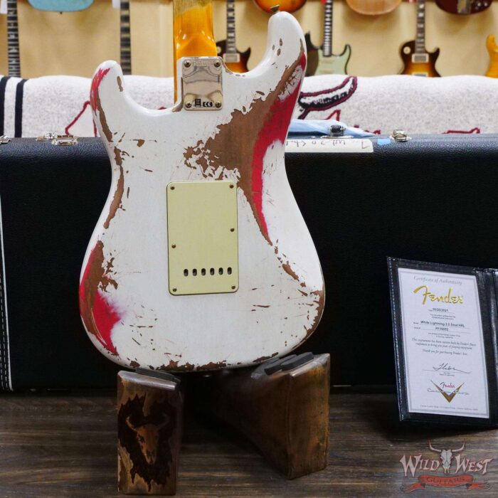 Fender Custom Shop Wild West White Lightning 2.0 Stratocaster HSS Rosewood Board 22 Frets Heavy Relic Fiesta Red - Image 11