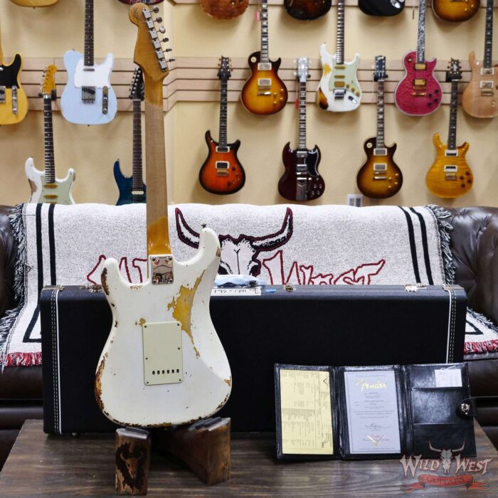 Fender Custom Shop Wild West White Lightning 2.0 Stratocaster HSS Rosewood Board 22 Frets Heavy Relic 3 Tone Sunburst - Image 9