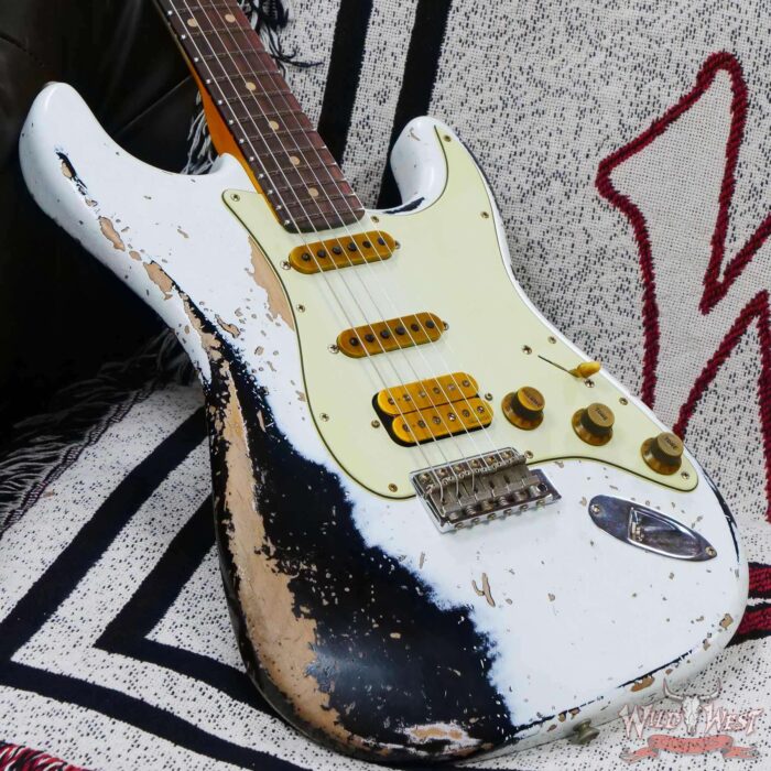 Fender Custom Shop Wild West White Lightning 2.0 Stratocaster HSS Rosewood Board 22 Frets Heavy Relic Black - Image 8