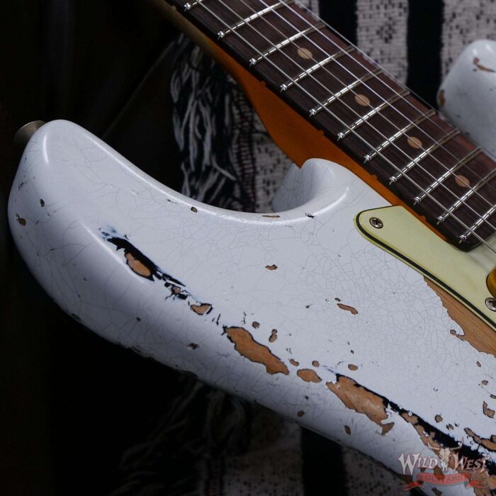 Fender Custom Shop Wild West White Lightning 2.0 Stratocaster HSS Rosewood Board 22 Frets Heavy Relic Black - Image 9