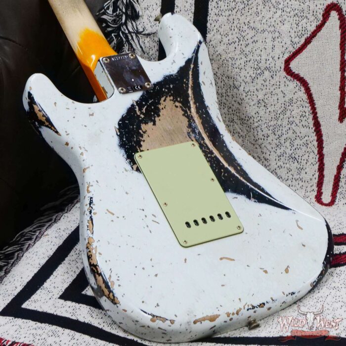 Fender Custom Shop Wild West White Lightning 2.0 Stratocaster HSS Rosewood Board 22 Frets Heavy Relic Black - Image 13
