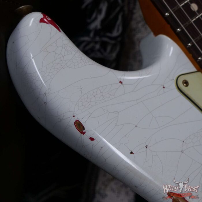 Fender Custom Shop Wild West White Lightning 2.0 Stratocaster HSS Rosewood Board 21 Frets Heavy Relic Fiesta Red - Image 9