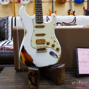 Fender Custom Shop Wild West White Lightning 2.0 Stratocaster HSS Rosewood Board 21 Frets Heavy Relic 3 Tone Sunburst - Image 8