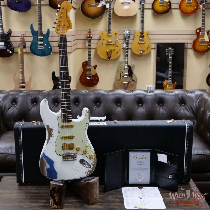 Fender Custom Shop Wild West White Lightning Stratocaster 2.0 Heavy Relic Rosewood Fingeboard Lake Placid Blue - Image 6
