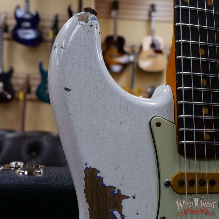 Fender Custom Shop Wild West White Lightning Stratocaster 2.0 Heavy Relic Rosewood Fingeboard Lake Placid Blue - Image 9
