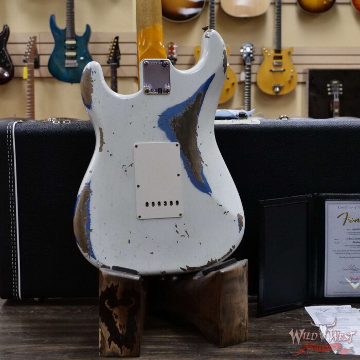 Fender Custom Shop Wild West White Lightning Stratocaster 2.0 Heavy Relic Rosewood Fingeboard Lake Placid Blue - Image 12