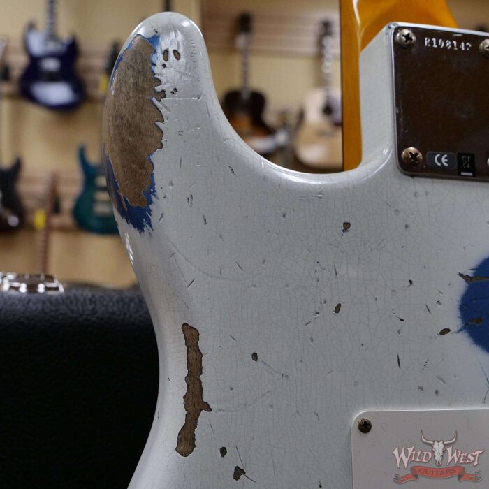 Fender Custom Shop Wild West White Lightning Stratocaster 2.0 Heavy Relic Rosewood Fingeboard Lake Placid Blue - Image 13