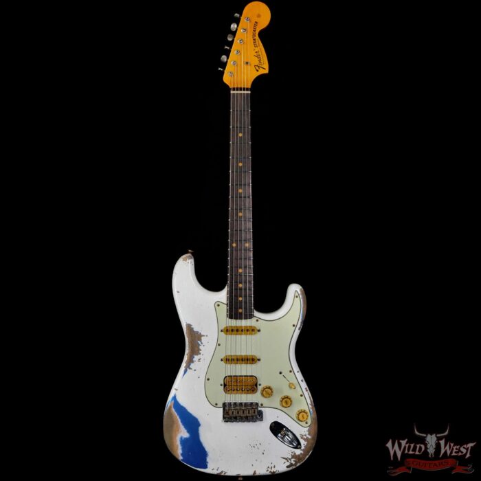 Fender Custom Shop Wild West White Lightning Stratocaster 2.0 Heavy Relic Rosewood Fingeboard Lake Placid Blue - Image 3