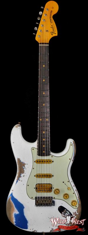 Fender Custom Shop Wild West White Lightning Stratocaster 2.0 Heavy Relic Rosewood Fingeboard Lake Placid Blue