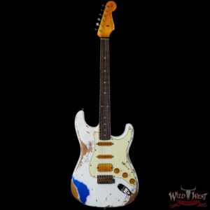 Fender Custom Shop Wild West White Lightning 2.0 Stratocaster HSS Rosewood Board 22 Frets Heavy Relic Lake Placid Blue - Image 3