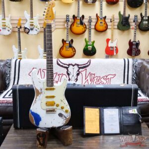 Fender Custom Shop Wild West White Lightning 2.0 Stratocaster HSS Rosewood Board 22 Frets Heavy Relic Lake Placid Blue - Image 6