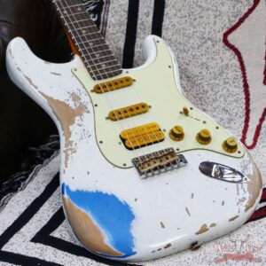 Fender Custom Shop Wild West White Lightning 2.0 Stratocaster HSS Rosewood Board 22 Frets Heavy Relic Lake Placid Blue - Image 8