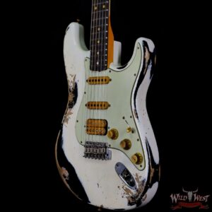 Fender Custom Shop Wild West White Lightning 2.0 Stratocaster HSS Heavy Relic Rosewood Board 21 Frets Black - Image 2