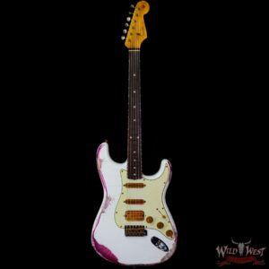 Fender Custom Shop Wild West White Lightning 2.0 Stratocaster HSS Rosewood Board 21 Frets Heavy Relic Pink Paisley - Image 3
