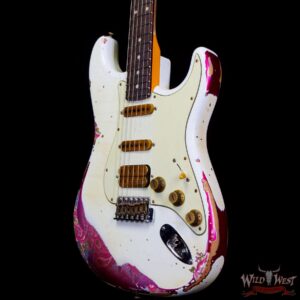 Fender Custom Shop Wild West White Lightning 2.0 Stratocaster HSS Rosewood Board 22 Frets Heavy Relic Pink Paisley - Image 2