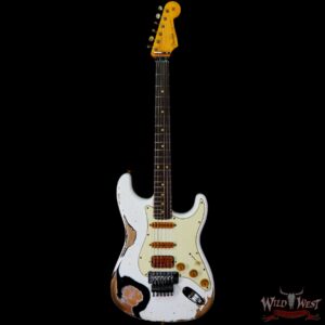 Fender Custom Shop Wild West White Lightning Stratocaster HSS Floyd Rose Rosewood Board 22 Frets Heavy Relic Black - Image 3