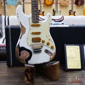 Fender Custom Shop Wild West White Lightning Stratocaster HSS Floyd Rose Rosewood Board 22 Frets Heavy Relic Black - Image 8