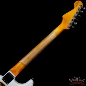 Fender Custom Shop Wild West White Lightning Stratocaster HSH Floyd Rose Rosewood Board Black Pickguard Heavy Relic Olympic White over Black - Image 5