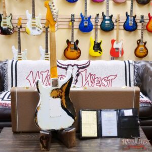 Fender Custom Shop Wild West White Lightning Stratocaster HSH Floyd Rose Rosewood Board Black Pickguard Heavy Relic Olympic White over Black - Image 10