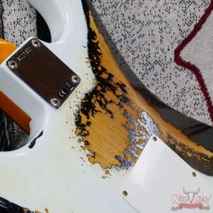Fender Custom Shop Wild West White Lightning Stratocaster HSH Floyd Rose Rosewood Board Black Pickguard Heavy Relic Olympic White over Black - Image 13