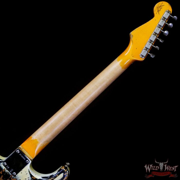 Fender Custom Shop Wild West White Lightning Stratocaster HSH Floyd Rose Rosewood Board Heavy Relic Olympic White over Black - Image 5