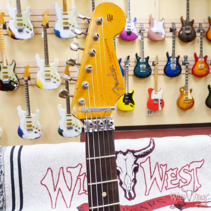 Fender Custom Shop Wild West White Lightning Stratocaster HSH Floyd Rose Rosewood Board Heavy Relic Olympic White over Black - Image 7