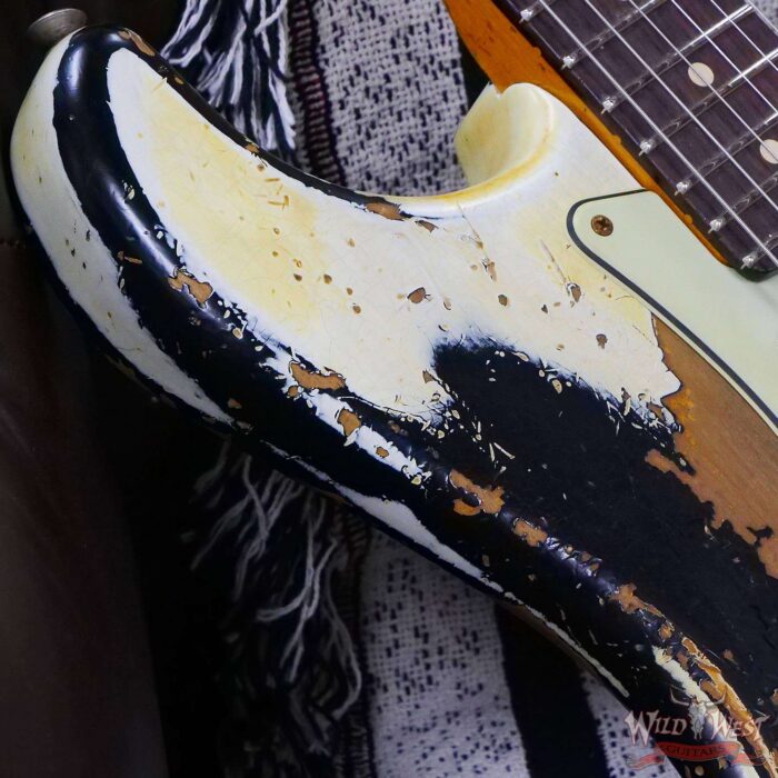 Fender Custom Shop Wild West White Lightning Stratocaster HSH Floyd Rose Rosewood Board Heavy Relic Olympic White over Black - Image 9