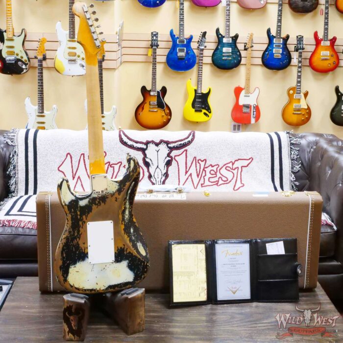 Fender Custom Shop Wild West White Lightning Stratocaster HSH Floyd Rose Rosewood Board Heavy Relic Olympic White over Black - Image 10