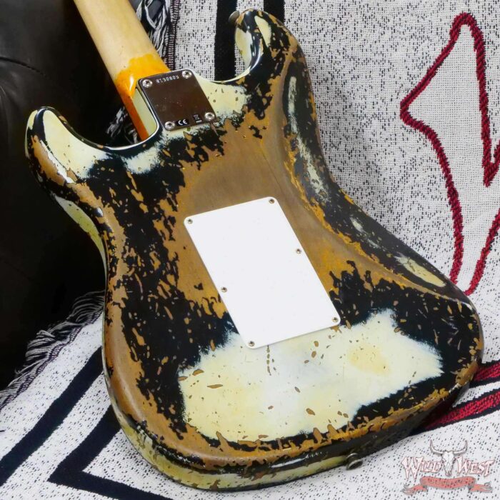 Fender Custom Shop Wild West White Lightning Stratocaster HSH Floyd Rose Rosewood Board Heavy Relic Olympic White over Black - Image 12