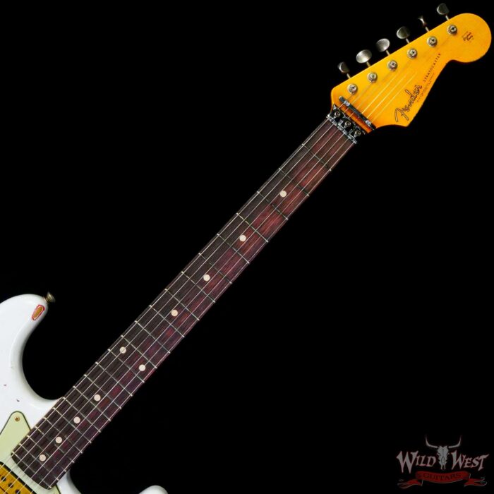Fender Custom Shop Wild West White Lightning Stratocaster HSH Floyd Rose Rosewood Board 22 Frets Heavy Relic Fiesta Red - Image 4