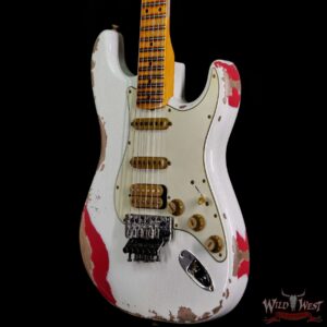 Fender Custom Shop Wild West White Lightning Stratocaster HSS Floyd Rose Rosewood Board 21 Frets Heavy Relic Fiesta Red - Image 2