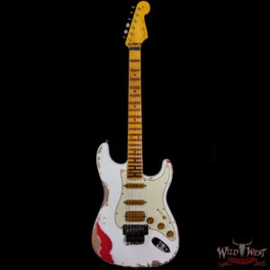 Fender Custom Shop Wild West White Lightning Stratocaster HSS Floyd Rose Rosewood Board 21 Frets Heavy Relic Fiesta Red - Image 3