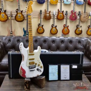 Fender Custom Shop Wild West White Lightning Stratocaster HSS Floyd Rose Rosewood Board 21 Frets Heavy Relic Fiesta Red - Image 6