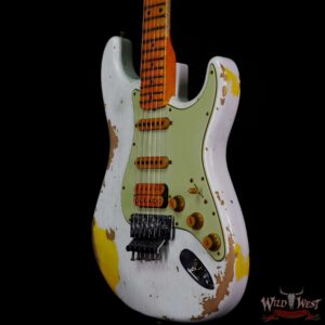 Fender Custom Shop Wild West White Lightning Stratocaster HSS Floyd Rose Maple Board 21 Frets Heavy Relic Graffiti Yellow - Image 2