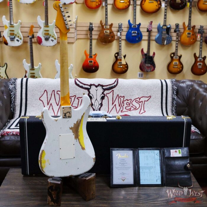 Fender Custom Shop Wild West White Lightning Stratocaster HSS Floyd Rose Maple Board 21 Frets Heavy Relic Graffiti Yellow - Image 9