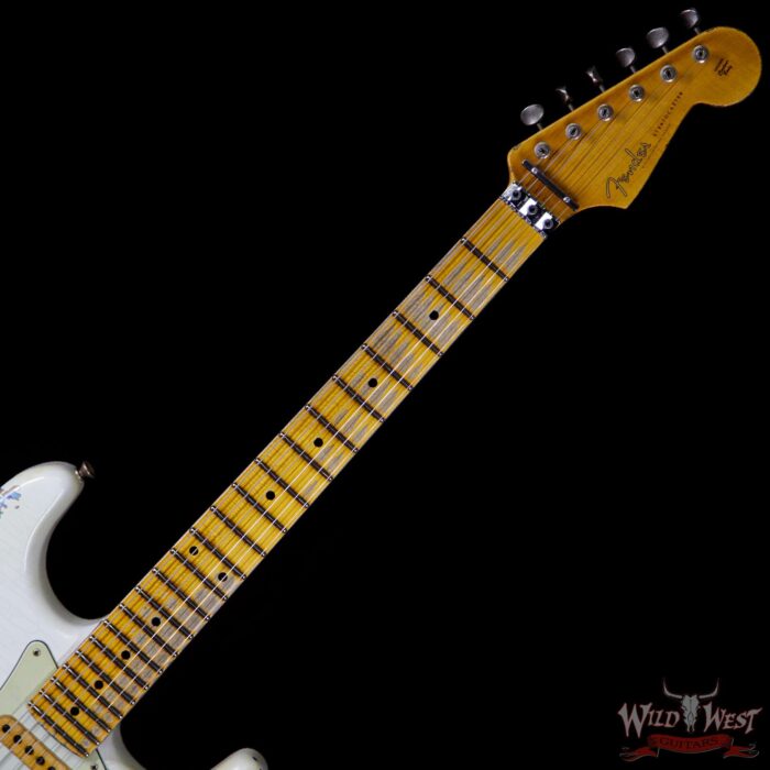 Fender Custom Shop White Lightning Stratocaster HSS Floyd Rose Heavy Relic Maple Neck 22 Frets Blue Flower - Image 4