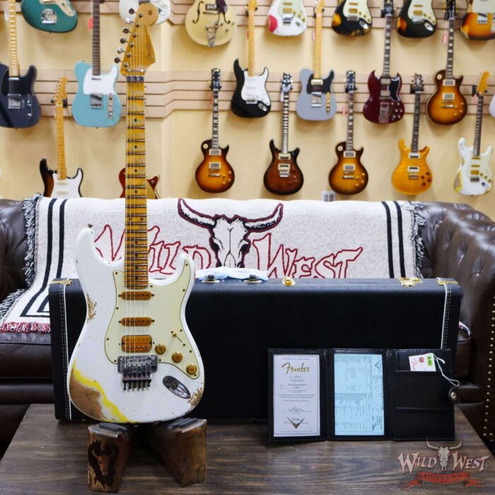 Fender Custom Shop Wild West White Lightning Stratocaster HSS Floyd Rose Maple Board 22 Frets Heavy Relic Graffiti Yellow - Image 6