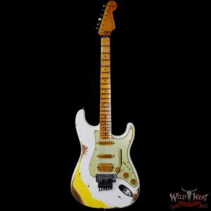 Fender Custom Shop Wild West White Lightning Stratocaster HSS Floyd Rose Maple Board 22 Frets Heavy Relic Graffiti Yellow - Image 3