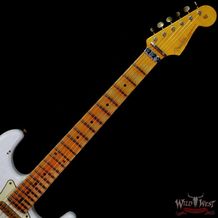 Fender Custom Shop Wild West White Lightning Stratocaster HSS Floyd Rose Maple Board 22 Frets Heavy Relic Lake Placid Blue - Image 4