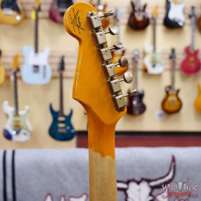 Fender Custom Shop Wild West White Lightning Stratocaster HSS Floyd Rose Maple Board 22 Frets Heavy Relic Lake Placid Blue - Image 10