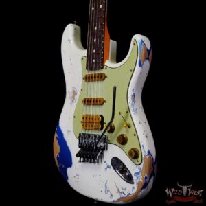 Fender Custom Shop Wild West White Lightning Stratocaster HSS Floyd Rose Rosewood Fingerboard 22 Frets Heavy Relic Lake Placid Blue - Image 2