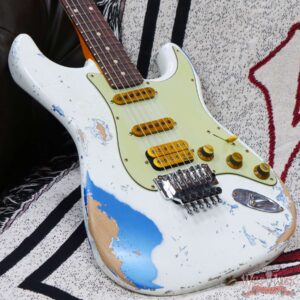 Fender Custom Shop Wild West White Lightning Stratocaster HSS Floyd Rose Rosewood Fingerboard 22 Frets Heavy Relic Lake Placid Blue - Image 8